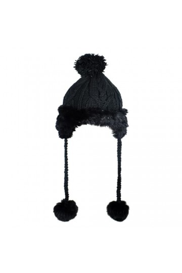 Funmo Bonnet dhiver pour femme avec pompon - Bonnet dhiver chaud en tricot - Doublure polaire - Bonnet dhiver bouffant - A