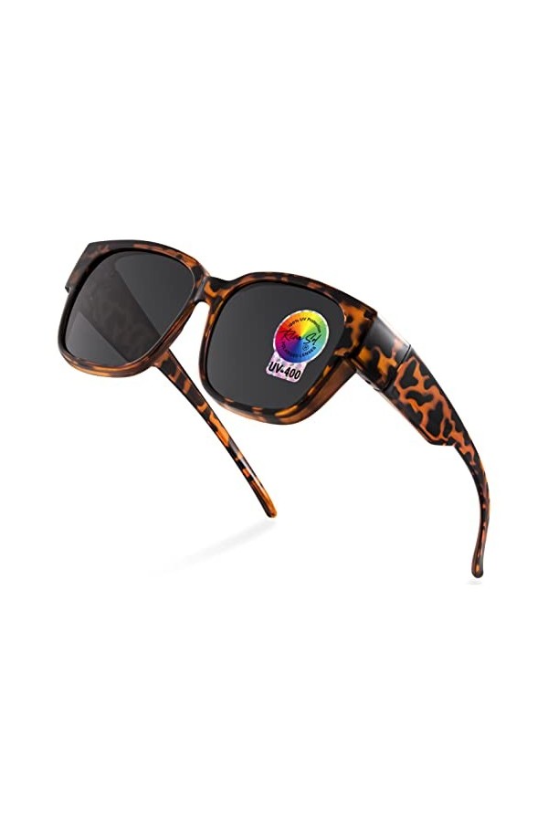 RivaSol Lunettes de soleil polarisées écaille de tortue - Verres polarisés protégés - Pour porteurs de lunettes - Pour femme,