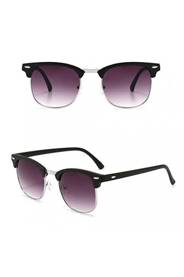 HPIRME Lunettes de soleil rétro rivet femmes lunettes de soleil réfléchissantes en métal demi-monture femme lunettes de solei