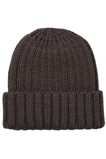 Becksöndergaard Bonnet Walmer Beanie – Bonnet en tricot côtelé pour femme avec large revers – 2307503006, Hot Fudge Brown, ta