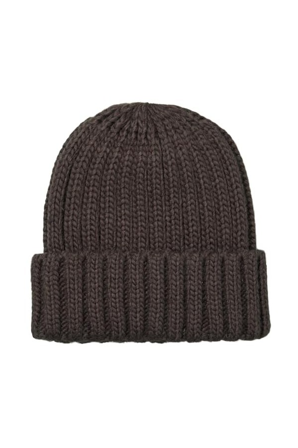 Becksöndergaard Bonnet Walmer Beanie – Bonnet en tricot côtelé pour femme avec large revers – 2307503006, Hot Fudge Brown, ta
