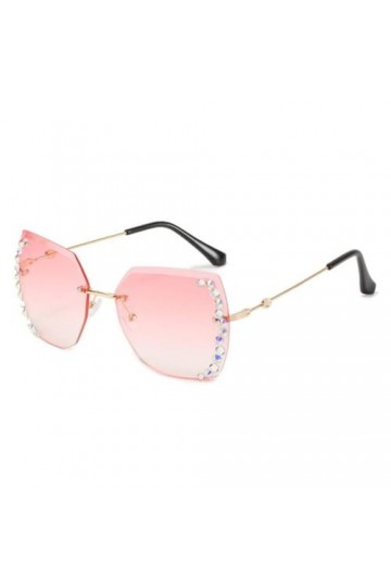 MUTYNE Lunettes de Soleil sans Monture Diamant Femmes Vintage Strass Lunettes de Soleil Femme Nuances en métal Lunettes UV400