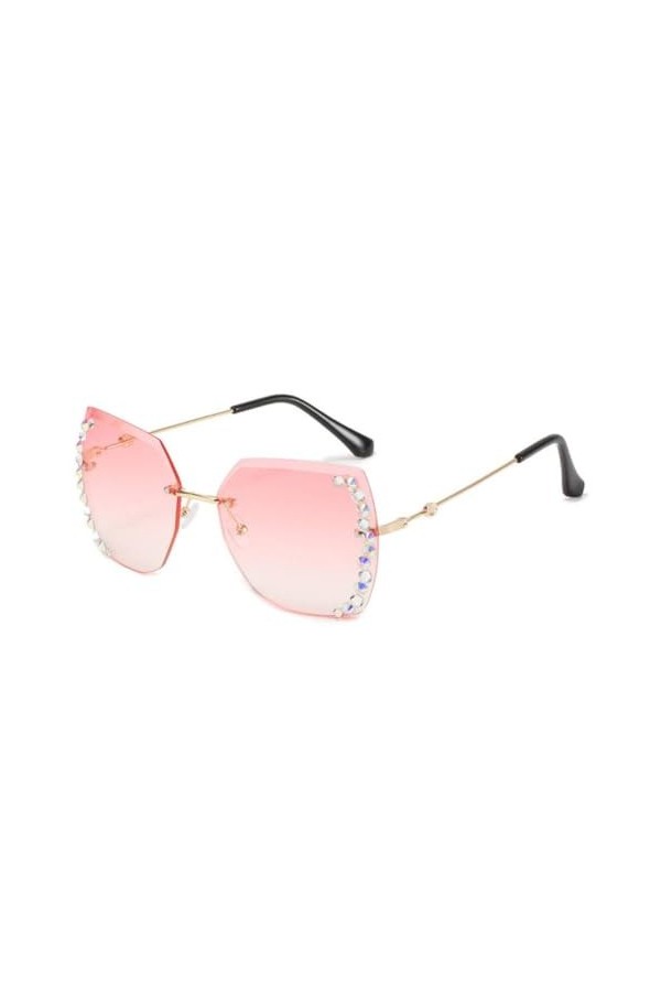 MUTYNE Lunettes de Soleil sans Monture Diamant Femmes Vintage Strass Lunettes de Soleil Femme Nuances en métal Lunettes UV400