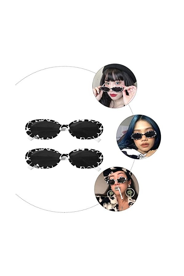Abaodam 6 Pièces Des Lunettes Verres Ovales Lunettes De Soleil Femme Lunettes Rave Lunettes De Vache Lunettes De Nouveauté Lu
