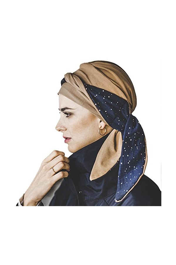 CAREBELL Smooth Camel Gold Turban Foulard oncologique en coton pour chimiothérapie ou alopécie, Camel, Taille Unique