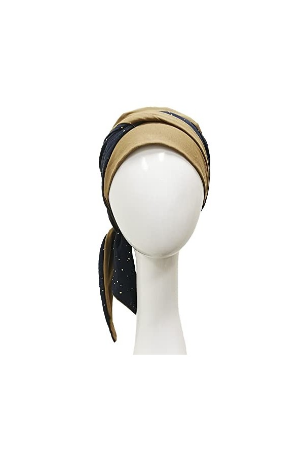 CAREBELL Smooth Camel Gold Turban Foulard oncologique en coton pour chimiothérapie ou alopécie, Camel, Taille Unique