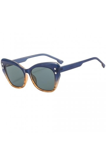 Lunettes de Soleil pour Femmes Hommes Monture Oeil de Chat Lunettes de Soleil Nuances UV400 Lunettes, Bleu Rayé Vert, Taille 