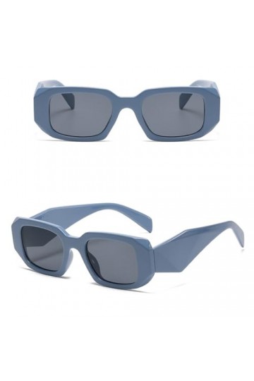 Lunettes de Soleil Hommes Femmes Vintage Blanc Petit Cadre Lunettes de Soleil Carrées Femmes Charnières en Métal, Bleu Gris, 