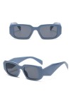 Lunettes de Soleil Hommes Femmes Vintage Blanc Petit Cadre Lunettes de Soleil Carrées Femmes Charnières en Métal, Bleu Gris, 