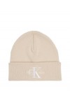 Calvin Klein MONOLOGO Embro Beanie 254 Bonnet tricoté, Ivory, OS Femme