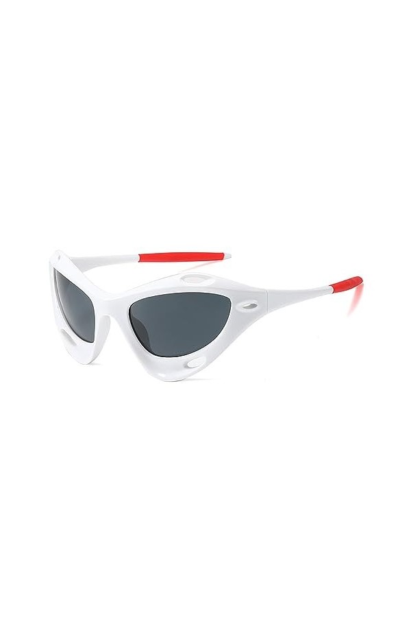 HPIRME Oeil de chat creux femmes lunettes de soleil rétro miroir revêtement lunettes nuances UV400 hommes punk sport conduite