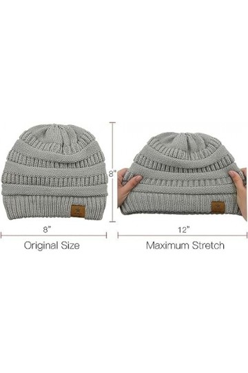 Durio Bonnet dhiver en tricot épais pour femme avec doublure intérieure, Lot de 4 A, taille unique