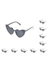 Lot de 10 paires de lunettes de soleil en forme de cœur pour femme Noir