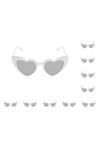 Lot de 10 paires de lunettes de soleil en forme de cœur pour femme Noir