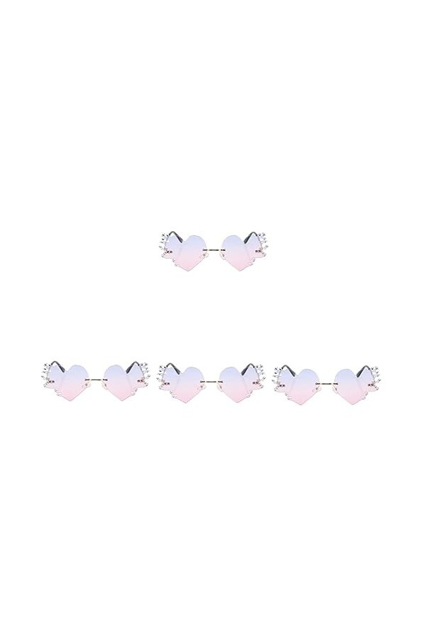 SOIMISS 3 Paires Lunettes De Soleil Flamme Verres Flamme Coeur Lunettes Mignonnes Lunettes De Soleil Coeur Sans Monture Lunet
