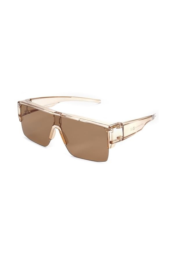 Dollger Lunettes de soleil carrées surdimensionnées pour homme et femme - Protection UV400, marron