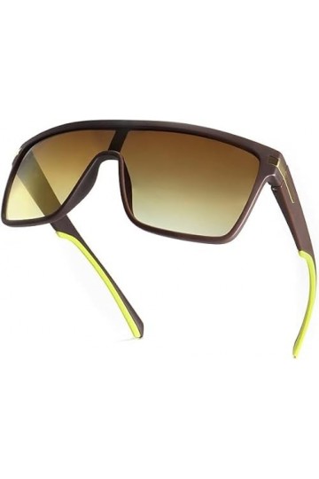 Dollger Lunettes de soleil surdimensionnées carrées tendance pour homme et femme Protection UV400, marron