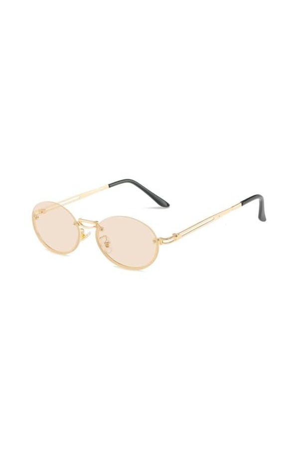 Lunettes de Soleil Vintage sans Monture Femmes Hommes Steampunk Lunettes de Soleil Rondes Femme Rétro Lunettes en Métal UV400