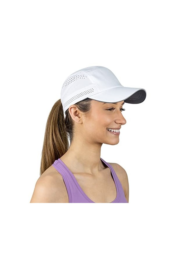 TrailHeads Bonnet de course pour femme | Casquette de sport recyclée, BLANC, taille unique