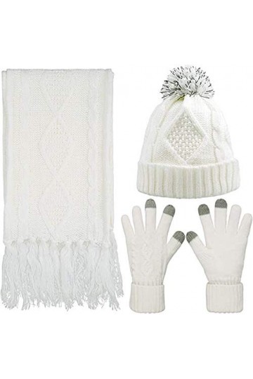Ensemble de gants décharpe et de gants Doux et extensible Chaud Épais Bonnet en tricot Bonnet en maille torsadée Gants à écr