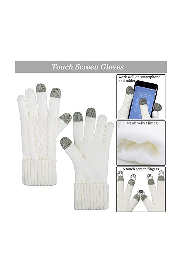 Ensemble de gants décharpe et de gants Doux et extensible Chaud Épais Bonnet en tricot Bonnet en maille torsadée Gants à écr