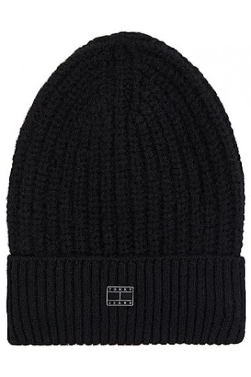 Tommy Jeans TJW Cosy Knit Beanie Bonnet tricoté, Black, OS Femme