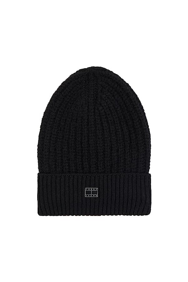 Tommy Jeans TJW Cosy Knit Beanie Bonnet tricoté, Black, OS Femme