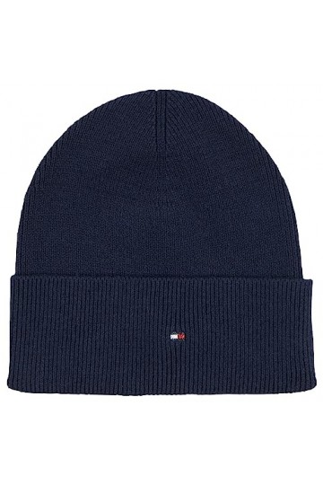 Tommy Hilfiger Bonnet Drapeau Essentiel tricoté, Space Blue, Taille Unique Femme