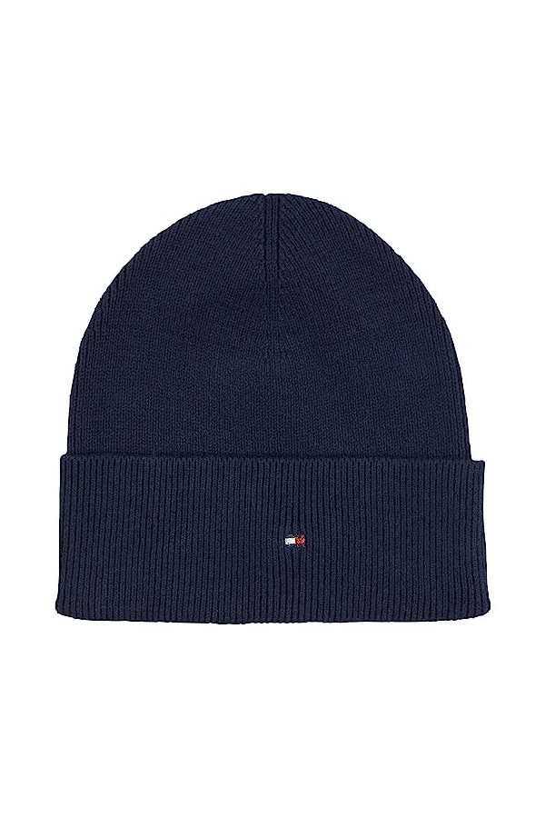 Tommy Hilfiger Bonnet Drapeau Essentiel tricoté, Space Blue, Taille Unique Femme
