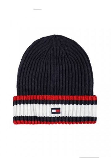 Tommy Hilfiger Chapeau de pêcheur rayé côtelé Bonnet, Bleu, Taille Unique Femme