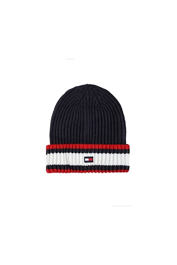 Tommy Hilfiger Chapeau de pêcheur rayé côtelé Bonnet, Bleu, Taille Unique Femme