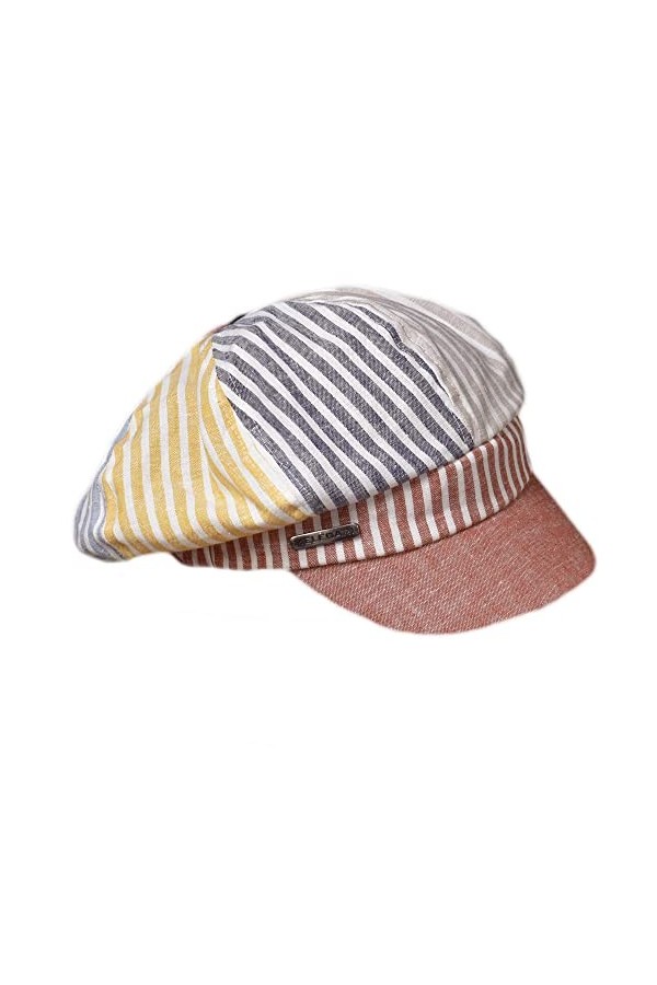 Melegari Bonnet avec visière pour femme | Palinuro | Lin et Viscose | Bonnet Baloon Rigato | Made in Italy, multicolore, Tail