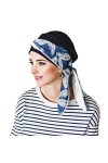 CAREBELL Foulard oncologique Smooth Denim Palms en Bambou pour la perte de Cheveux Headwear, bleu marine, Taille Unique