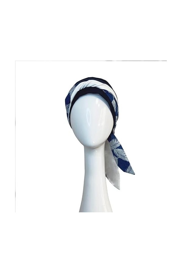 CAREBELL Foulard oncologique Smooth Denim Palms en Bambou pour la perte de Cheveux Headwear, bleu marine, Taille Unique