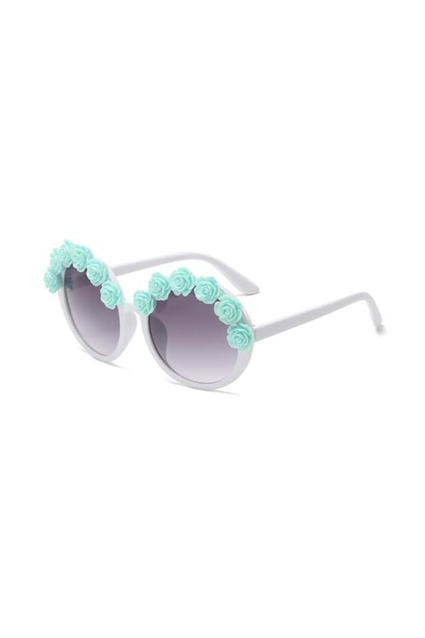 MUTYNE Lunettes de soleil de luxe en perles pour femmes, lunettes de soleil rondes à fleurs Vintage, lunettes Punk UV400, 3, 