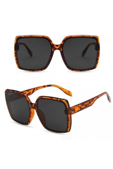 HCHES Lunettes de Soleil surdimensionnées Femmes Lunettes de Soleil carrées Vintage Lunettes pour Dame UV400 Grand Cadre, Gri