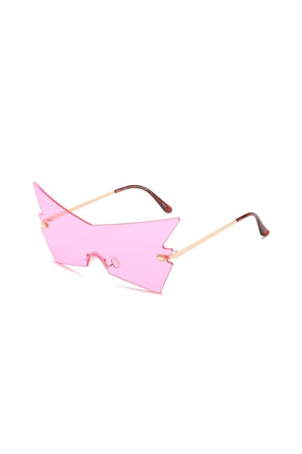 Lunettes de Soleil Polygone surdimensionnées sans Monture de Mode Femmes Lunettes de Soleil sans Cadre de flèche Unique pour 