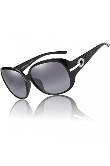 Duco Lunettes teintées classiques grands verres lunettes de soleil polarisées 100% Protection UV 6214 Noir 