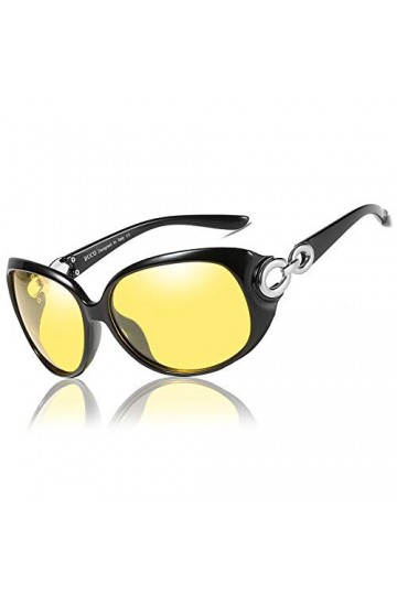 DUCO Lunettes de conduite de nuit HD pour femmes, lunettes de soleil jaunes ovales et élégantes, anti eblouissement 1220 Noi