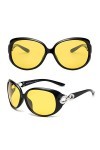 DUCO Lunettes de conduite de nuit HD pour femmes, lunettes de soleil jaunes ovales et élégantes, anti eblouissement 1220 Noi