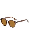 H HELMUT JUST Lunettes de Soleil Femme Homme Verres Polarisées Ronde Vintage Monture en TR90 Branche en Acétate