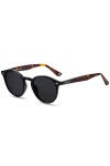 H HELMUT JUST Lunettes de Soleil Femme Homme Verres Polarisées Ronde Vintage Monture en TR90 Branche en Acétate