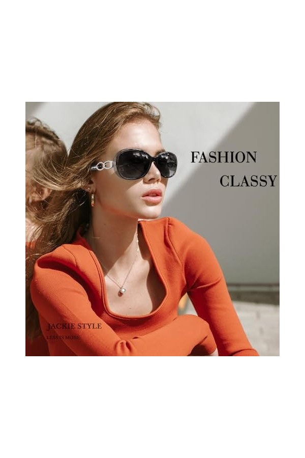 Sunier Lunettes de Soleil Femme Verres de Soleil Polarisés Surdimensionnés Shades de Mode Protection UV,2 Paquet