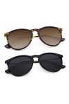 ANDOILT Vintage Lunettes de Soleil Polarisées pour Femme Homme Protection UV Rétro Lentille Miroir Ronde
