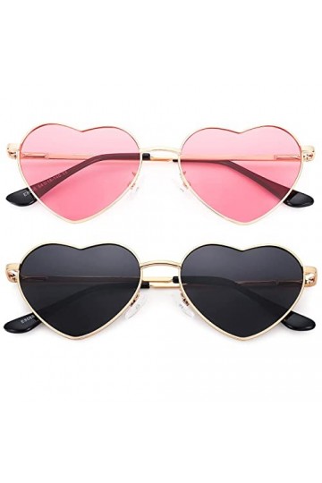 Dollger Polarisées Lunettes de Soleil Coeur pour Femme Vintage Lunettes Coeur Lunettes de Soleil Couleur Protection UV400 Voy