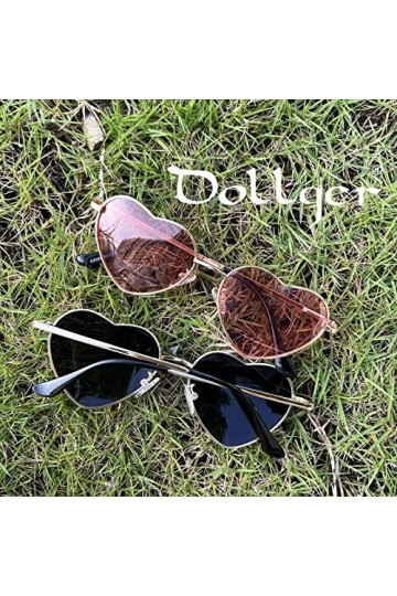 Dollger Polarisées Lunettes de Soleil Coeur pour Femme Vintage Lunettes Coeur Lunettes de Soleil Couleur Protection UV400 Voy