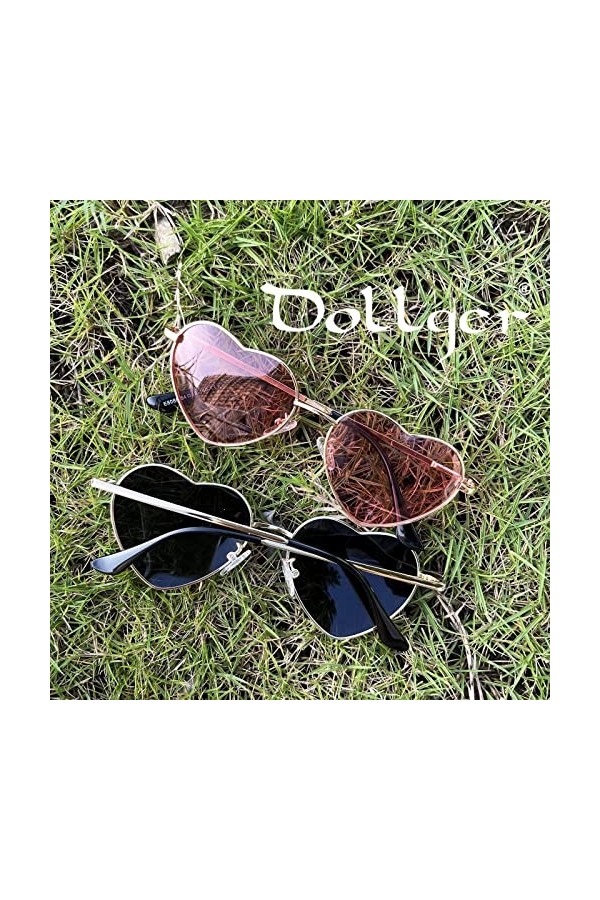 Dollger Polarisées Lunettes de Soleil Coeur pour Femme Vintage Lunettes Coeur Lunettes de Soleil Couleur Protection UV400 Voy
