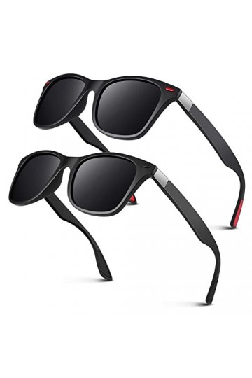 LINVO Lunettes de Soleil Homme Polarisées Mode Vintage Classiques Ultraléger TR90 Lunette Femme Carrées 100% Protection UV400