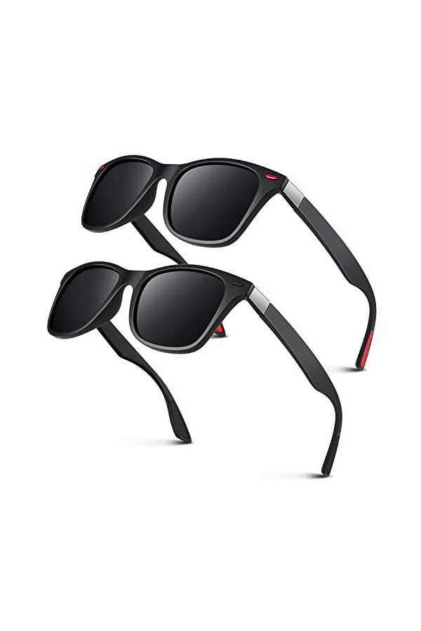 LINVO Lunettes de Soleil Homme Polarisées Mode Vintage Classiques Ultraléger TR90 Lunette Femme Carrées 100% Protection UV400