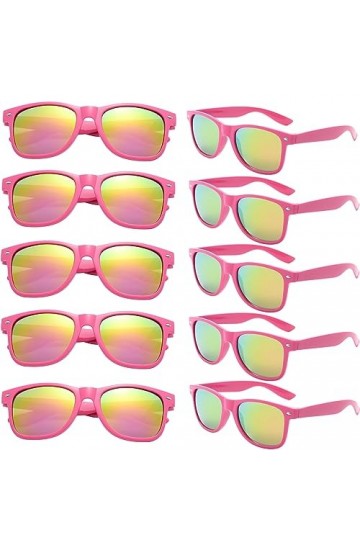 FSMILING lot de 10 lunettes de soleil rose pour Femmes Hommes Adulte Lunettes de Soleil Couleur Fluo lunettes de fête